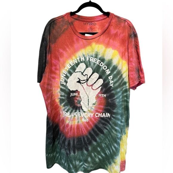NWT Men’s Big & Tall Tie Dye Juneteenth Freedom Day Graphic Tee Shirt- Size 2XLT - Picture 3 of 7